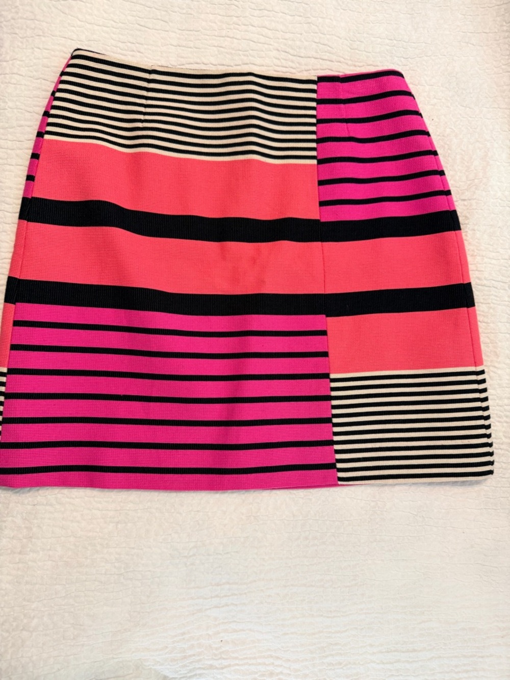 LOFT NWT Pink & Black Striped Block Mini Skirt - Picture 2 of 9